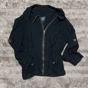 Black light jacket with gold zipper & buttons